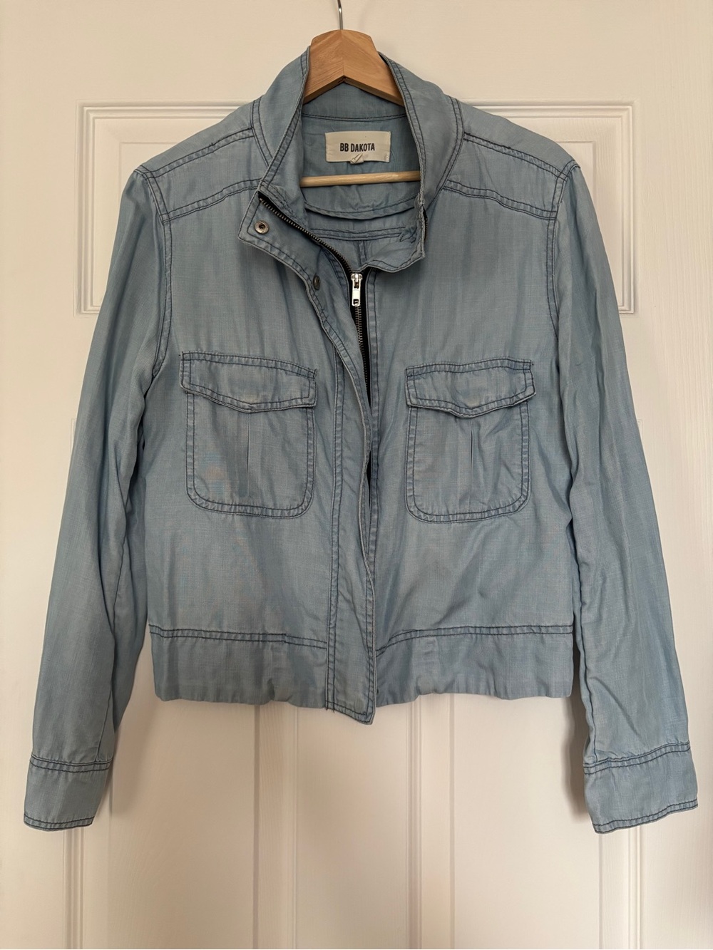 BB Dakota Light Blue Denim-Style Utility Jacket